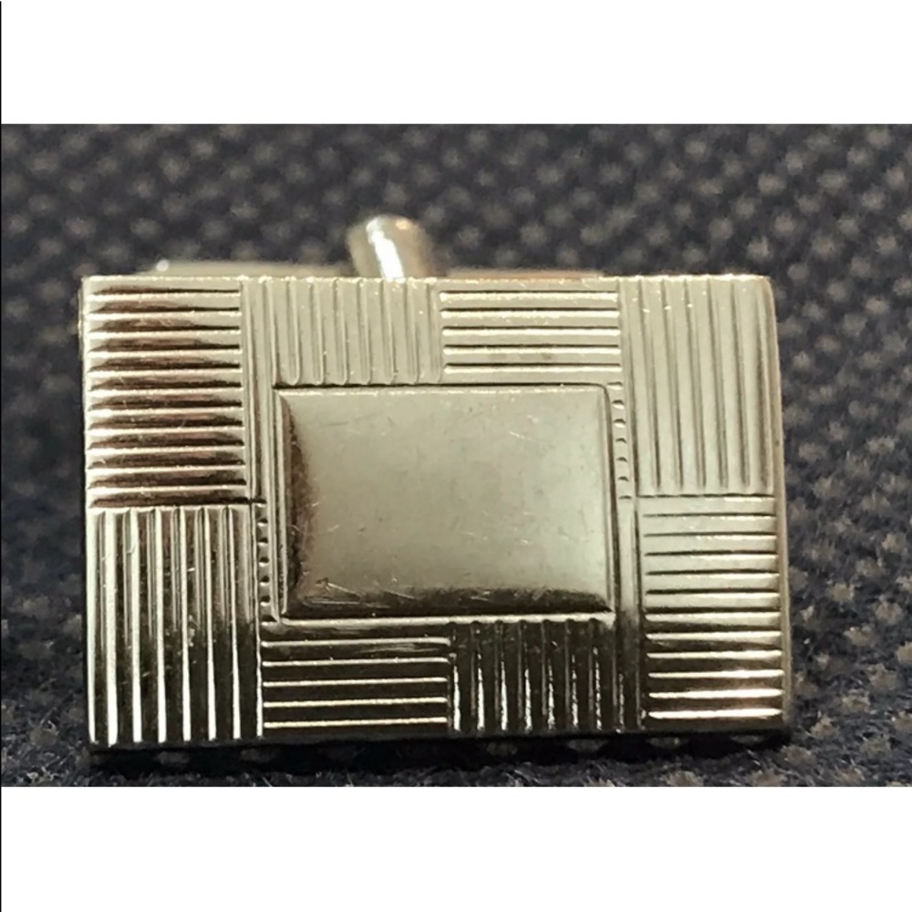 Vintage Polished Chrome Rectangular Cufflinks - image 5